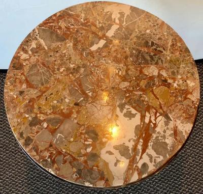 Steel and Bronze Jansen Claw Foot Bouilliotte or End Table with a Marble Top