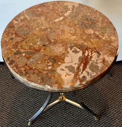 Steel and Bronze Jansen Claw Foot Bouilliotte or End Table with a Marble Top
