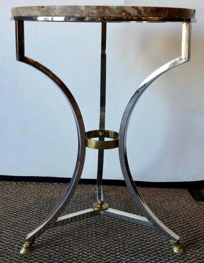 Steel and Bronze Jansen Claw Foot Bouilliotte or End Table with a Marble Top