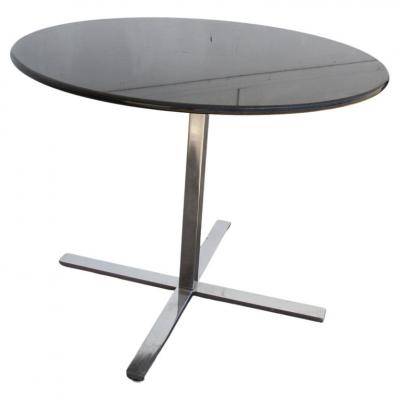 Steelcase 38 Diameter Round Granite Table with Stainless Base