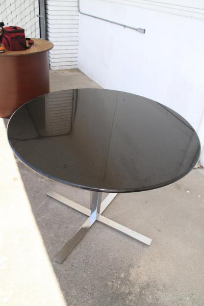 Steelcase 38 Diameter Round Granite Table with Stainless Base