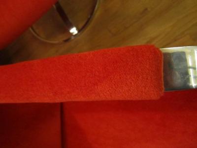 Steelcase Co Chrome Steelcase Swivel Lounge Chairs Mid Century Orange Mohair