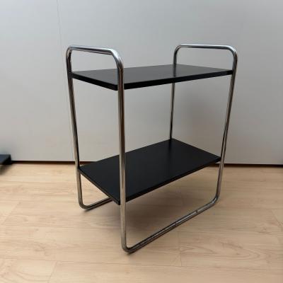 Steeltube Side Table by Mauser Werke Black and Chrome Germany circa 1950