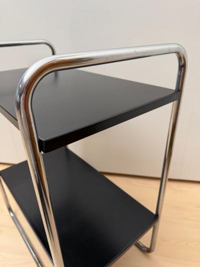 Steeltube Side Table by Mauser Werke Black and Chrome Germany circa 1950