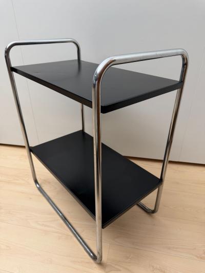 Steeltube Side Table by Mauser Werke Black and Chrome Germany circa 1950