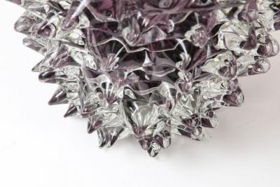 Stefano Toso Pair of Clear and Purple Rostrato Murano Glass Vases by Toso Italy 2022 Signed
