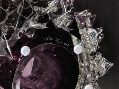 Stefano Toso Pair of Clear and Purple Rostrato Murano Glass Vases by Toso Italy 2022 Signed