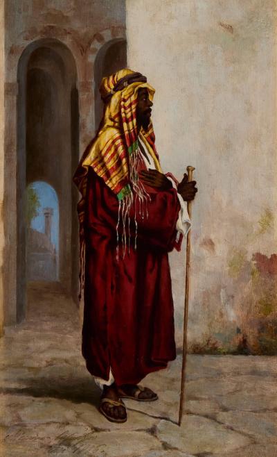 Stefano Ussi The Algerian an Orientalist Oil Painting by Stefano Ussi