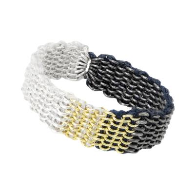 Stephanie Schneider Stephanie Schneider Handwoven Silk Narrow Three Tone Silver 3 Ring