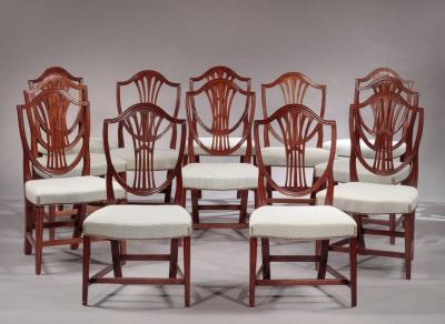 Stephen Badlam Matched Set of Twelve Federal Side Chairs attributed to Stephen Badlam