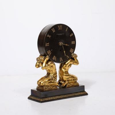 Sterling Bronze Co New York Neoclassical Gilt Bronze Mantlepiece Clock by Sterling Bronze Co 