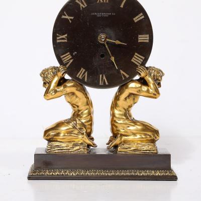 Sterling Bronze Co New York Neoclassical Gilt Bronze Mantlepiece Clock by Sterling Bronze Co 