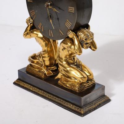 Sterling Bronze Co New York Neoclassical Gilt Bronze Mantlepiece Clock by Sterling Bronze Co 