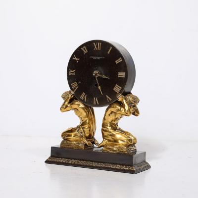 Sterling Bronze Co New York Neoclassical Gilt Bronze Mantlepiece Clock by Sterling Bronze Co 