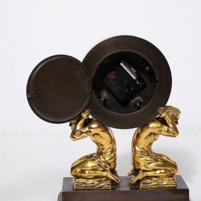 Sterling Bronze Co New York Neoclassical Gilt Bronze Mantlepiece Clock by Sterling Bronze Co 