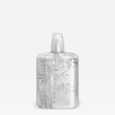 Sterling Handmade Flask with Attached Shot Glass by T Muto 1930s