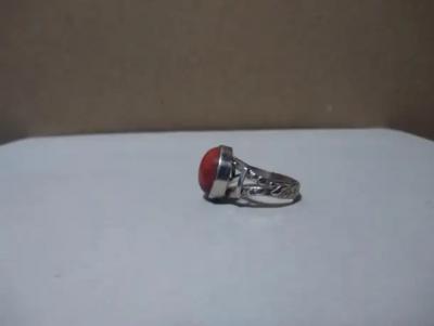 Sterling Silver And Coral size 8 ring