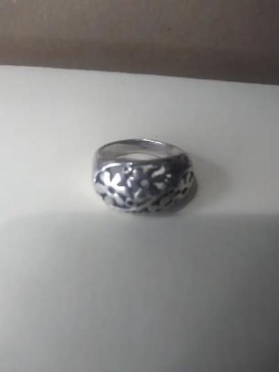 Sterling Silver Dome Shaped Filligree Ring size 6