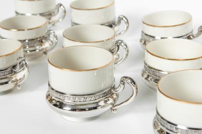 Sterling Silver German Porcelain Expresso Set of 12 Pieces