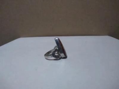 Sterling Silver Raindrop Shaped Flaming Amber size 8 5 ring