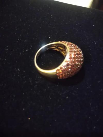 Sterling Silver Signed SG Pave Garnet Ring size 7 75