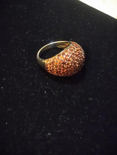 Sterling Silver Signed SG Pave Garnet Ring size 7 75