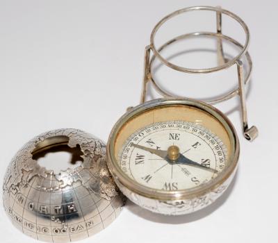 Sterling Silver World Globe Compass