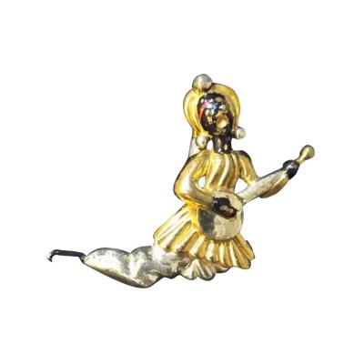 Sterling Silver and Gold Plated Brooch of Musician