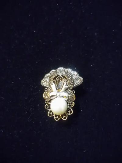 Sterling Silver with Gold Accents and Pearl Setting Brooch