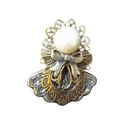 Sterling Silver with Gold Accents and Pearl Setting Brooch