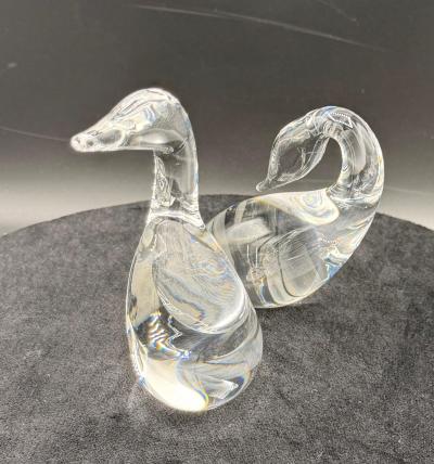 Steuben Glass Goose Gander by Lloyd Atkins 2 Pcs