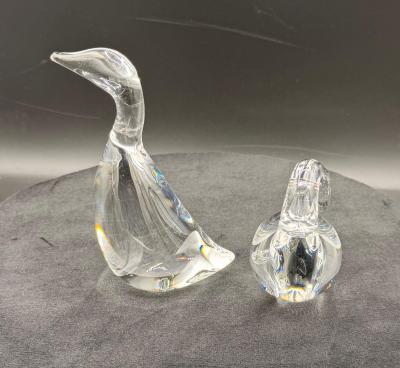Steuben Glass Goose Gander by Lloyd Atkins 2 Pcs