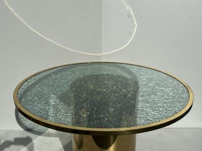 Steve Chase Crackled Glass and Brass Occasonal Dining Table