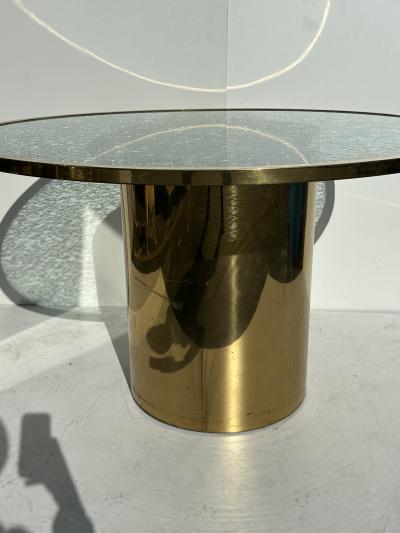Steve Chase Crackled Glass and Brass Occasonal Dining Table