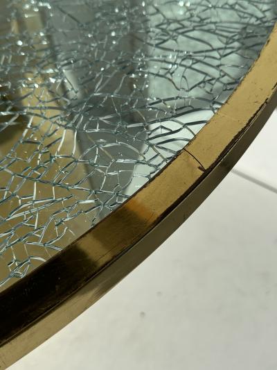 Steve Chase Crackled Glass and Brass Occasonal Dining Table