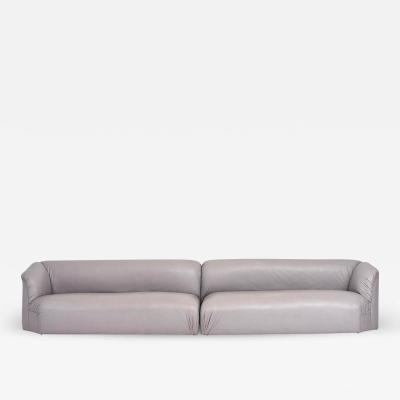 Steve Chase Post Modern 2 Piece Gray Leather Sectional Sofas