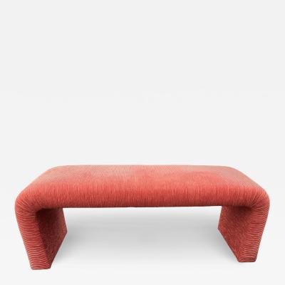 Steve Chase Steve Chase Modern Designer Coral Velvet Upholstered Waterfall Bench