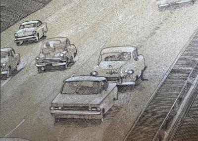 Steven Stroud Surreal semi Nude Man in the Middle of the Highway