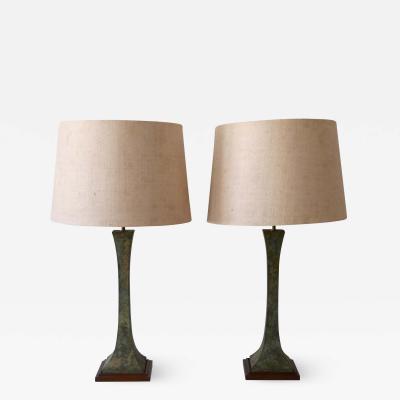 Stewart Ross James Set of Two Verdigris Table Lamps by Stewart Ross James for Hansen Lighting 1960s