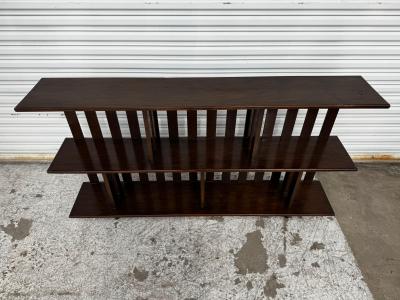 Stickley Arts and Crafts Style Walnut Slat 3 Tier Low Bookcase 2 available 