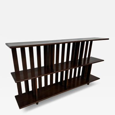 Stickley Arts and Crafts Style Walnut Slat 3 Tier Low Bookcase 2 available 