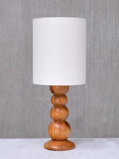 Stig Johnsson Stig Johnsson Swedish Modern Table Lamp in Solid Pine Sm landssl jd 1970s