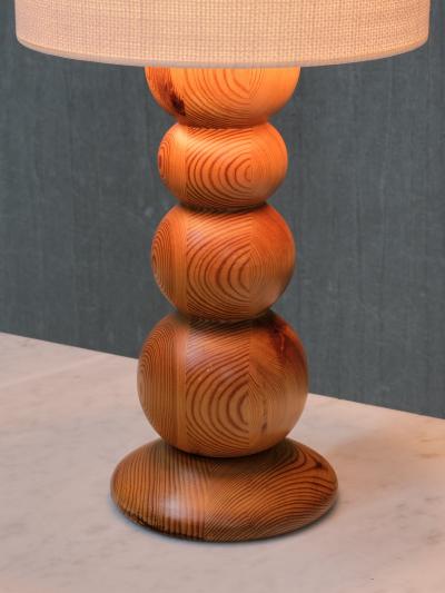 Stig Johnsson Stig Johnsson Swedish Modern Table Lamp in Solid Pine Sm landssl jd 1970s