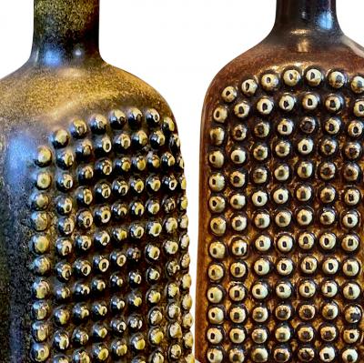 Stig Lindberg Exceptional Duo of Textured Bottle Form Lamps by Stig Lindberg