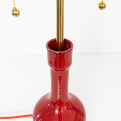 Stig Lindberg STIG LINDBERG SHINY RED CERAMIC LAMP FOR GUSTAVSBERG 