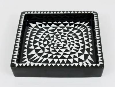 Stig Lindberg Stig Lindberg Black White Domino Ceramic Plate Vide poche Gustavsberg 1950s