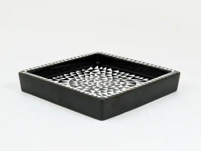 Stig Lindberg Stig Lindberg Black White Domino Ceramic Plate Vide poche Gustavsberg 1950s