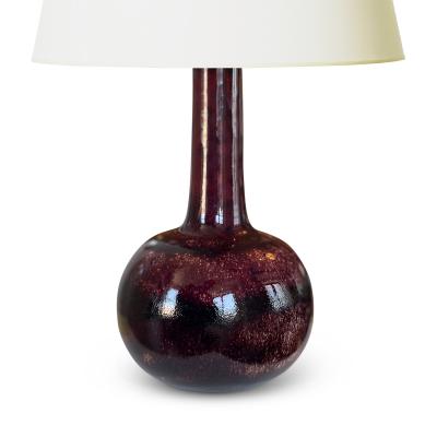 Stig Lindberg Table Lamp in Aubergine Glaze by Stig Lindberg