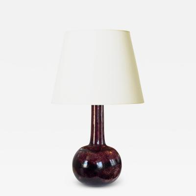 Stig Lindberg Table Lamp in Aubergine Glaze by Stig Lindberg