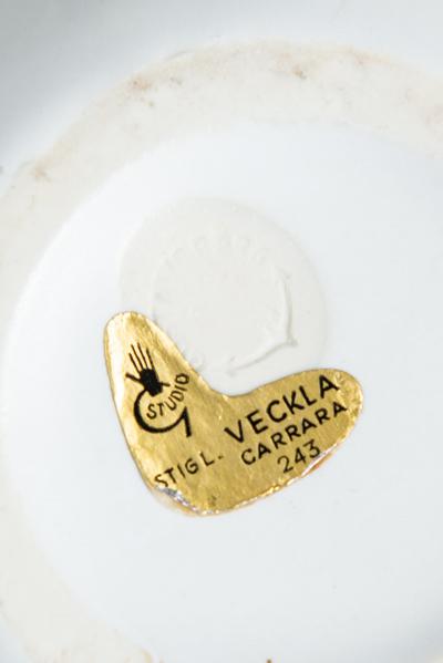 Stig Lindberg Vase Model Veckla Produced by Gustavsberg in Sweden